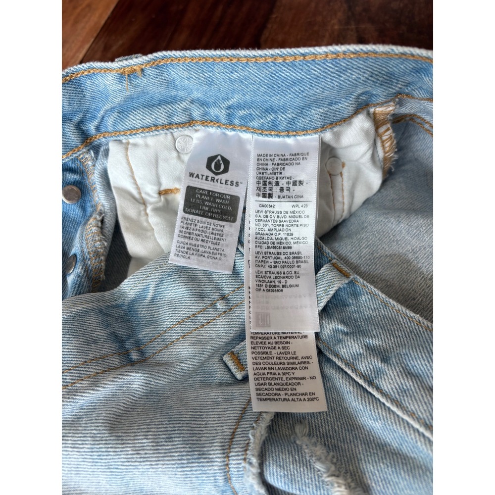 LEVI'S 501 denim shorts women sz 23 distressed button fly high rise cut-off - Picture 9 of 11